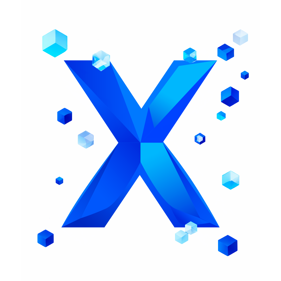 QQ Global CryptoX geometric blockchain graphic
